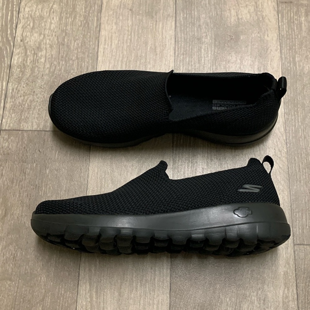 Womens Skechers GoWalk Stretch Dark Goth Mesh Comfy Slip On Shoes